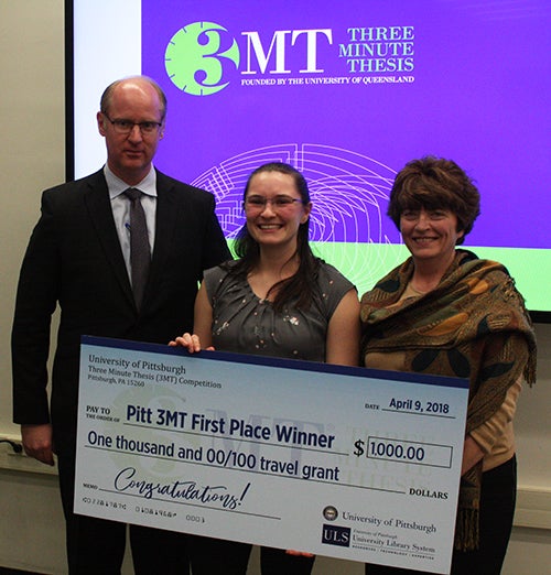 Katie Wozniak presented with first place prize, $1,000 travel grant