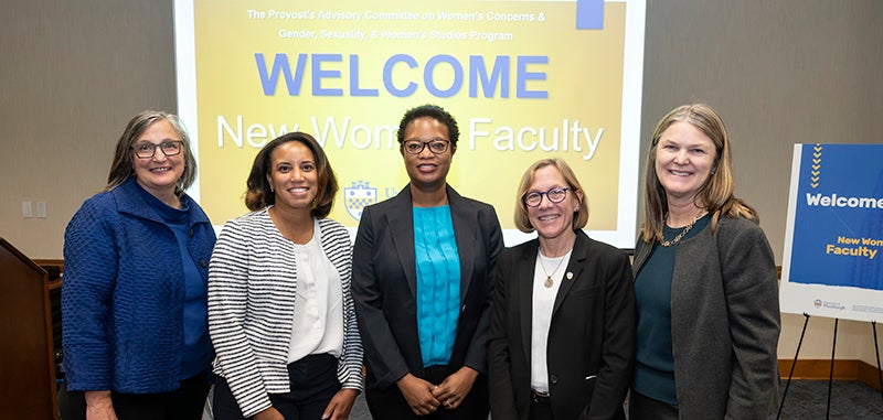 attendees of New Women Faculty Reception in 2022 including Provost Ann Cudd