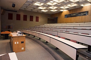 Posvar Hall classroom 1500 view from below pre-renovation