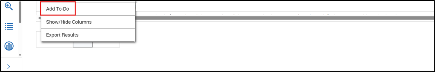 Assigned student list showing the Actions menu with the option to add a staff to-do.