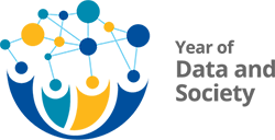 The Year of Data and Society icon provides a visual representation of nodes pointing to one another above stylized human forms.