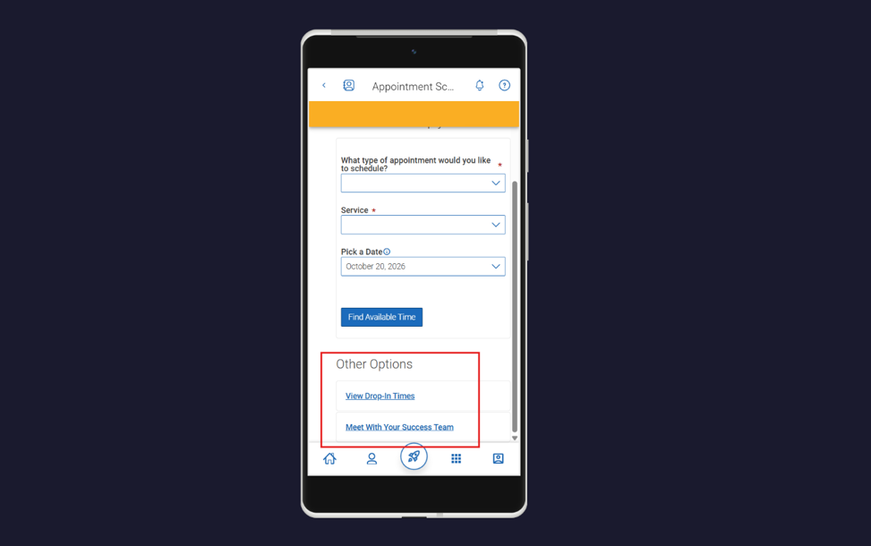Screenshot of the New Appointment page, with the Other Options panel highlighted.