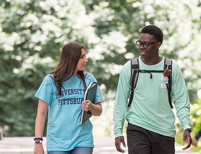 Students walking and talking