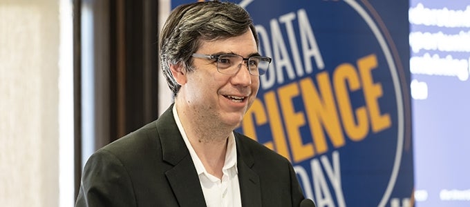 Associate Vice Provost for Data Science Michael Colaresi speaks at 2025 Data Science Day.