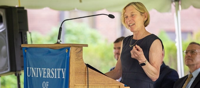 Provost Cudd speaking at groundbreaking ceremony at Pitt-Bradford