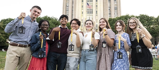 Pitt students participating in Lantern Night Ceremony in 2022