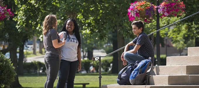 students on campus