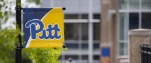 Pitt script logo banner on post
