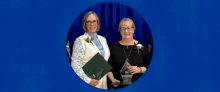 Susan Lucas and Dawna Cerney accepting an award Susan Lucas and Dawna Cerney accepting an award