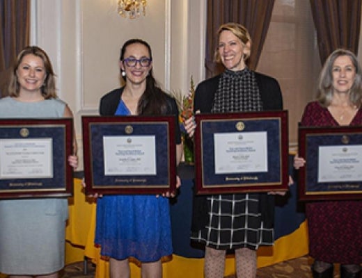 2022 Bellet Teaching Awardees Jennifer Laaser, Dana Och and Ellen Smith and 2020 awardee Erica McGreevy
