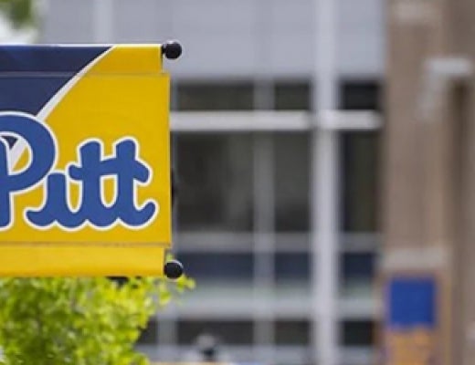 Pitt script logo banner on post 