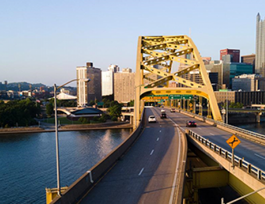 View of City of PIttsburgh Skyline with bridges